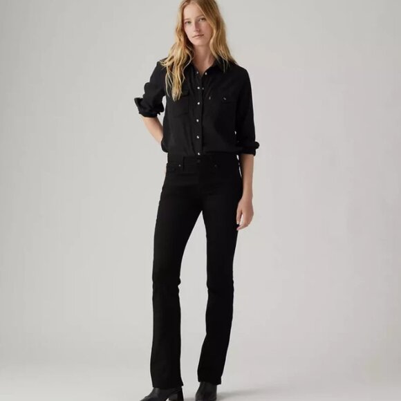 Share Levi's 315 Shaping Bootcut Women's Jeans Mid Rise Black Denim Size 10 W30 - Picture 1 of 12